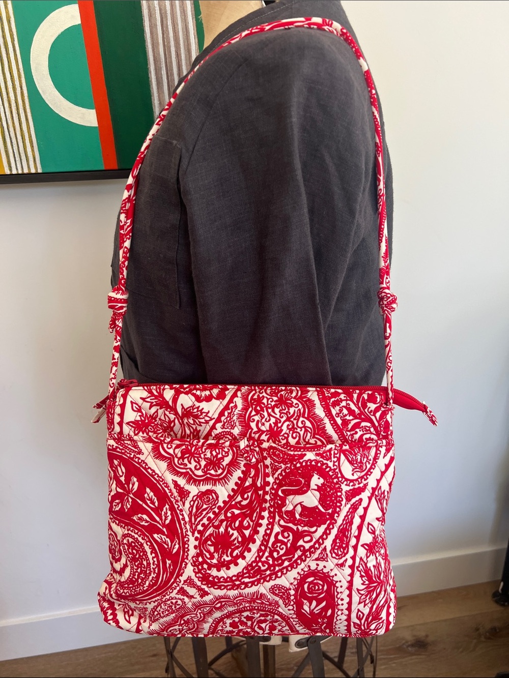 Vera Bradley Red and White Paisley Crossbody Bag